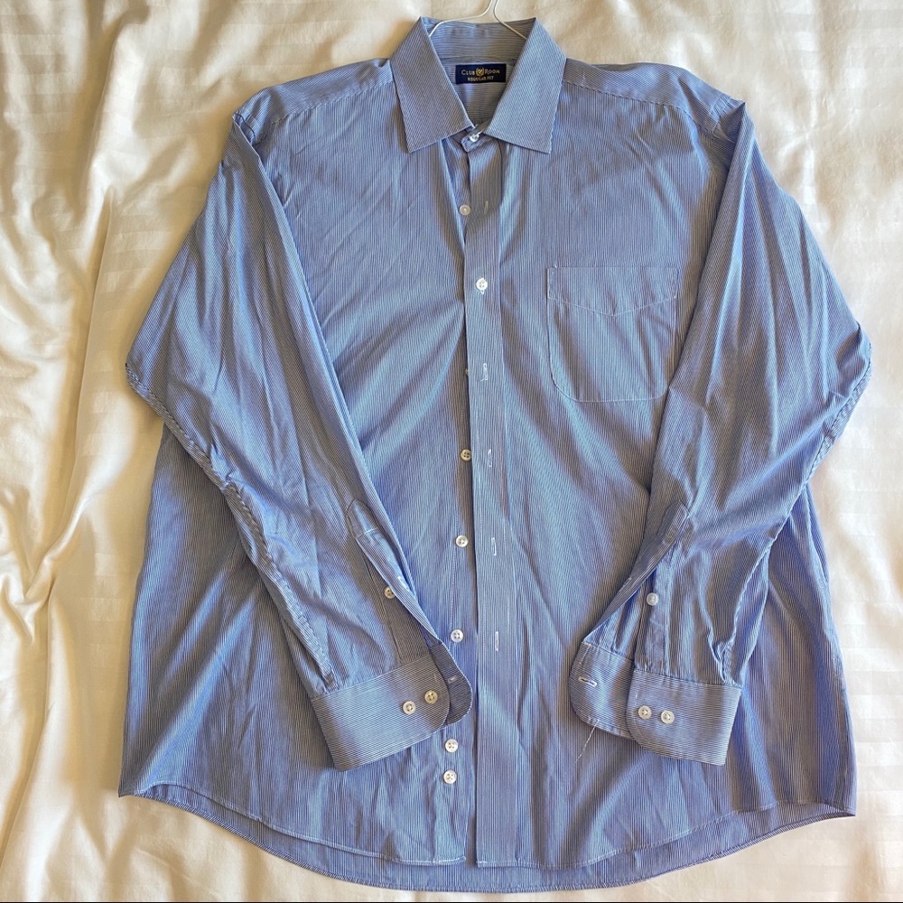 Club Room Button Down Dress Shirt Blue striped